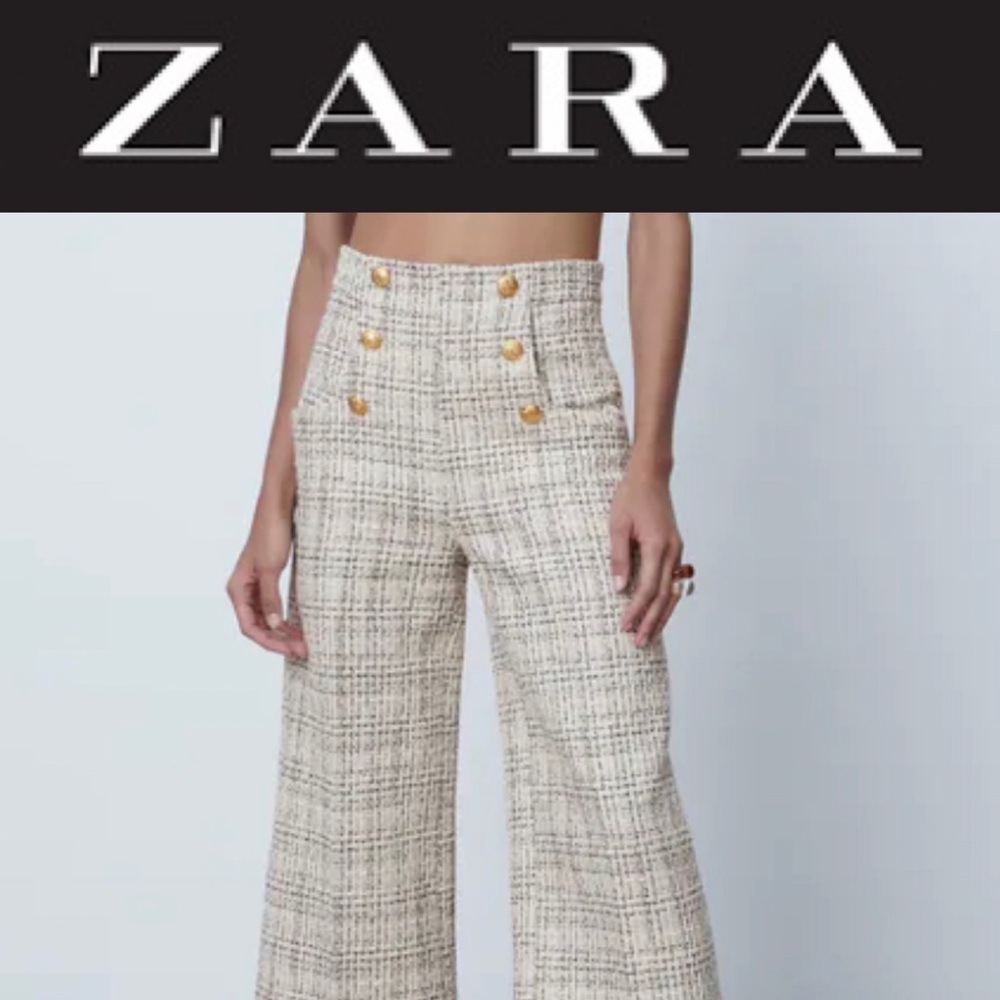 Zara Buttoned Culottes cropped pants - Picture 2 of 7